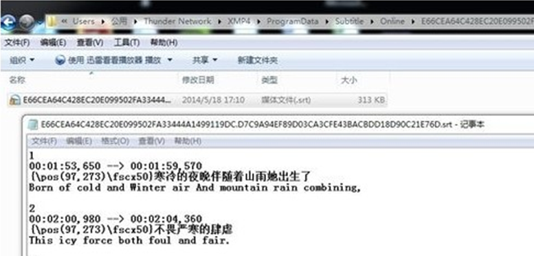 Win7 32位系统中迅雷看看在线字幕的查看及存放位置