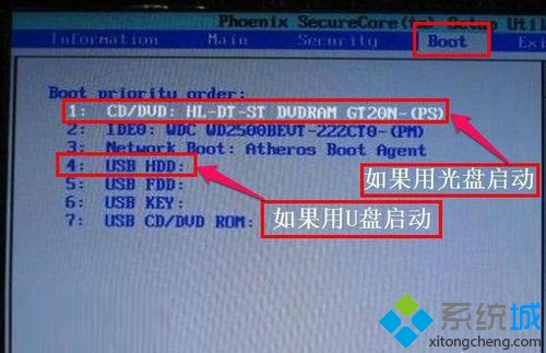 把光标移到第四项USB HDD上