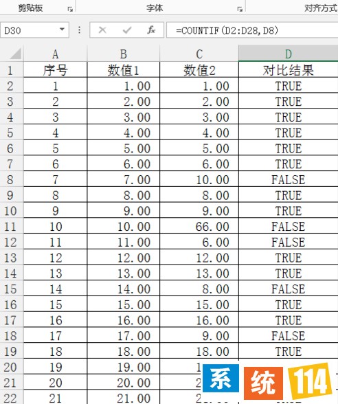 统计完的表格