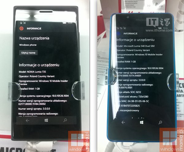 外媒报道德国零售商MediaMarkt开始在波兰售卖搭载Win10 Mobile预览版的Lumia735和Lumia540